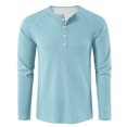 thumbnail image 5 of Mens Waffle Long Sleeve Shirt Casual Button Down Thermal Henley Shirts Lightweight Plain Fall Tshirts Pullover, 5 of 7
