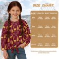thumbnail image 6 of DISNIMO Deer Tree Print Girls Long Sleeve Shirts with Tie Hem Fall Casual Tops Round Neck Blouse Tops Loose Fits Pullover Tops for Kids Teens Youth, 6 of 8