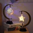 thumbnail image 4 of Warm White Led Moon shaped Lamp Hemp Rope Iron Rattan Ball, 4 of 4