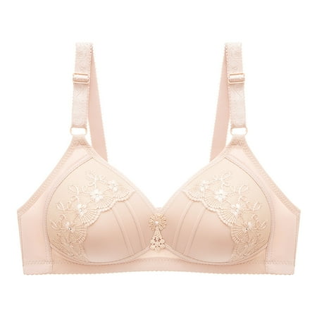 

Fsqjgq Plus Size Ladies Bra Thin No Steel Ring Comfortable Breathable Lace Bras for Women Adjustable Underwear Push up Lingerie Beige 46