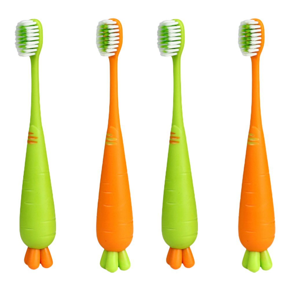 NUOLUX 4 pcs Toddler Toothbrush Kids Manual Toothbrush Carrot Children