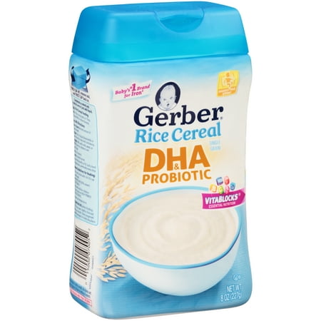 Gerber DHA and Probiotic Single-Grain Rice Baby Cereal, 8 oz - Walmart.com
