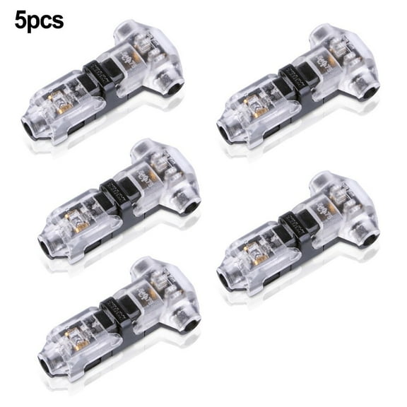 12V T2 Snap In Wire Connector 5PCS Set,Transparent ABS Copper Terminal Joiner for Auto Electrical Wiring Connections