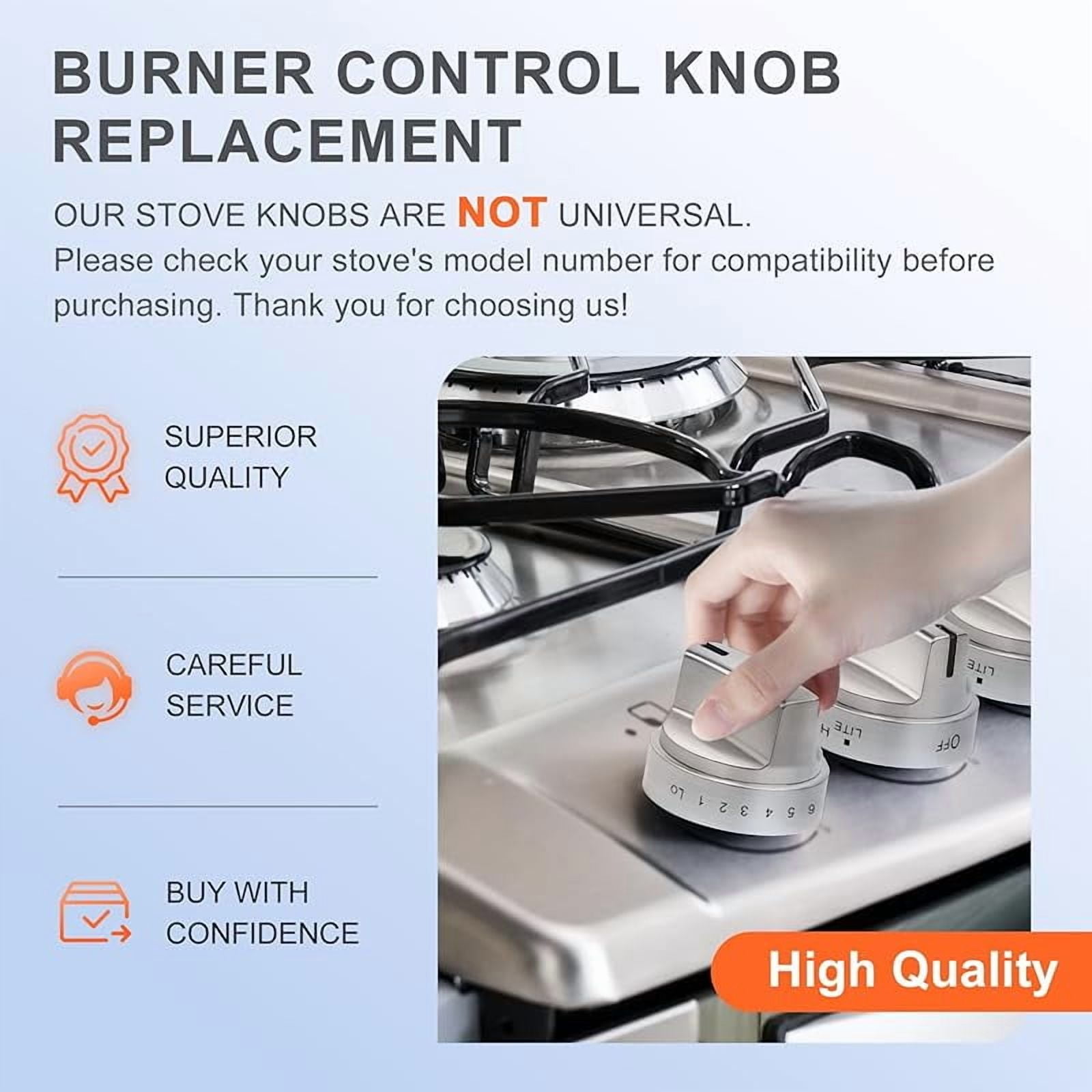 WB03X24818 Stove Knob Replacement Compatible with GE Stainless Steel Gas Range Burner Stove Knob Replace PS11729081 AP5989029 EAP11729081 4363588（5 Pack, Not Universal）