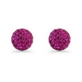thumbnail image 2 of Full Ball Stud Earrings Fuschia Crystal 925 Sterling Silver 10mm, 2 of 6