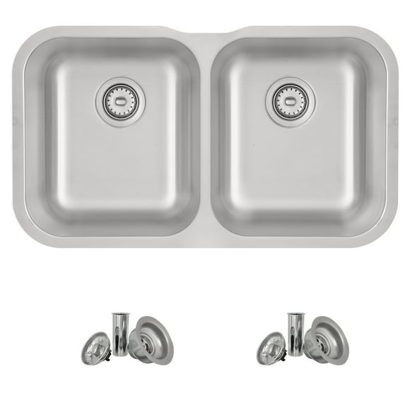Dual-Mount 31 1/4 inch Stainless Steel Double Bowl Kitchen Sink