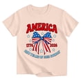 thumbnail image 3 of Boys Girls 4th of July Shirt American Flag T-Shirts for Kids Patriotic Tee Tops Independence Day Outfit Summer Short Sleeve(Beige,6-7 Years), 3 of 3