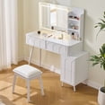 thumbnail image 5 of Vanity Set with LED Mirror, 4 Drawers and Stool, 3-Color Dimmable Lighting, Space-Saving Dressing Table for Bedroom, 5 of 12