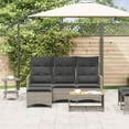 thumbnail image 3 of vidaXL Reclining Patio Sofa with Cushions L-shaped Gray Poly Rattan, 3 of 12