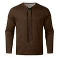 thumbnail image 5 of Men Summer Tops Men's Long Sleeve Hippie Shirt Carnival Shirt Gothic Lacing Linen Short Sleeve Summer Shirts Retro Monk Neck Men Spandex T Yoga Quick Sports Tee T for Casual Brown 3XL, 5 of 5