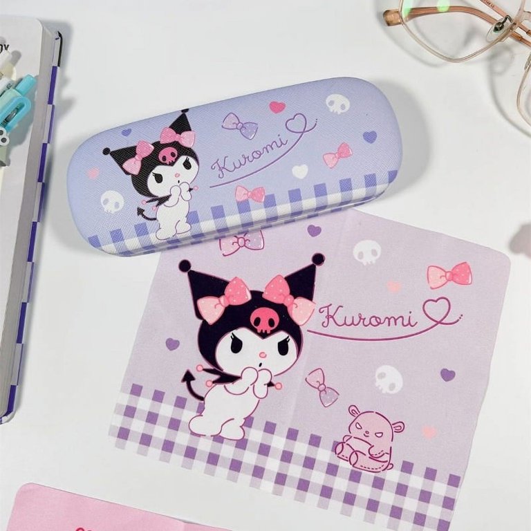 Sanrio kuromi eyeglasses case Sanrio Japan Kuromi Eyeglasses Case with Cleaning Cloth Pre  main image 2