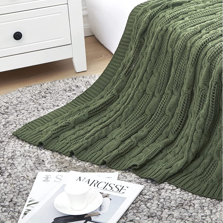 ZXNYH Cable Knit Throw Blankets 90 x 90 Inches, Soft Cozy and
