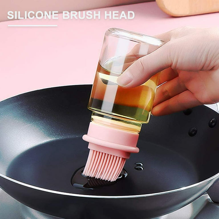 kitchen Oil Dispenser with Brush Silicone Oil Dispenser Brush Glass  Container Barbecue Spray Bottle for Kitchen Accessories