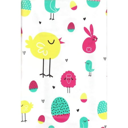 

EcoVinyl Flannel Back Tablecloth Easter Theme (White Bunny Chick Eggs 52 x70 )