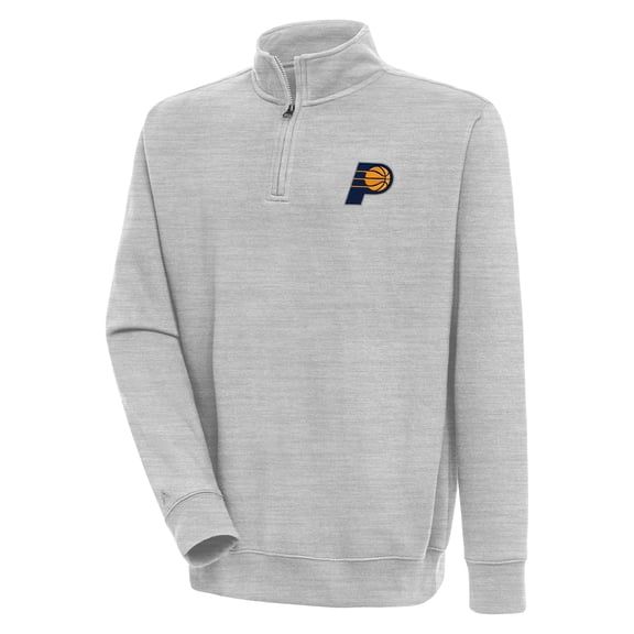 Men's Antigua  Heather Gray Indiana Pacers Victory Quarter-Zip Pullover Top