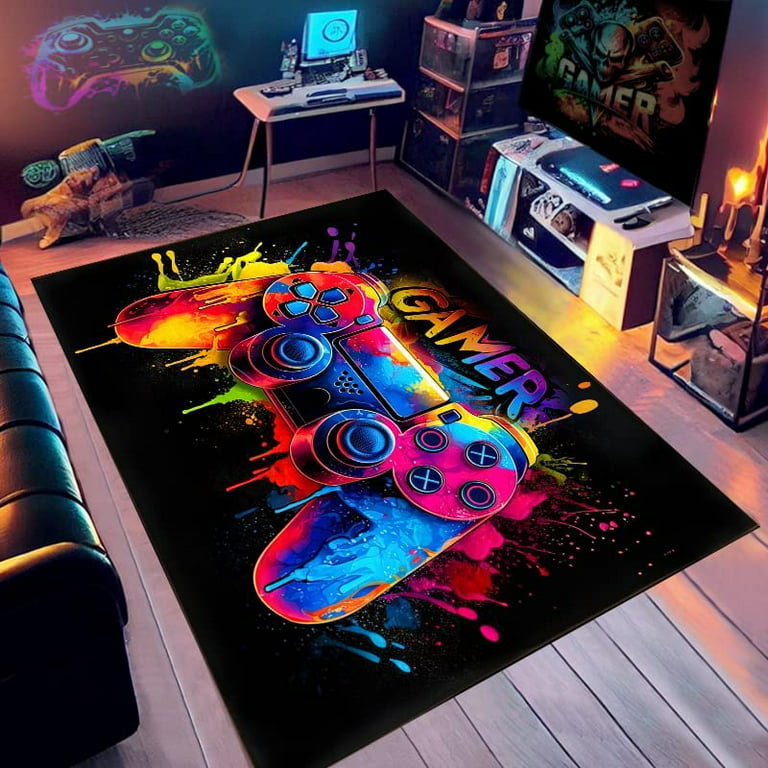 Gaming Rug Gamer Area Rug For Game Room, Game Carpet Rugs For