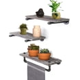 thumbnail image 1 of Pipe Bathroom Shelf Industrial Shelving 20 inch with Towel Rack Bar, Vintage Style Rustic Floating Wood Shelves Shelving for Bathroom, Bookcase Wall Shelf, 3 Tier Shelves (Includes The Wooden Boards), 1 of 3