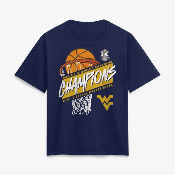 Women's Navy West Virginia Mountaineers 2026 Big 12 Women's Basketball Tournament Champions T-Shirt