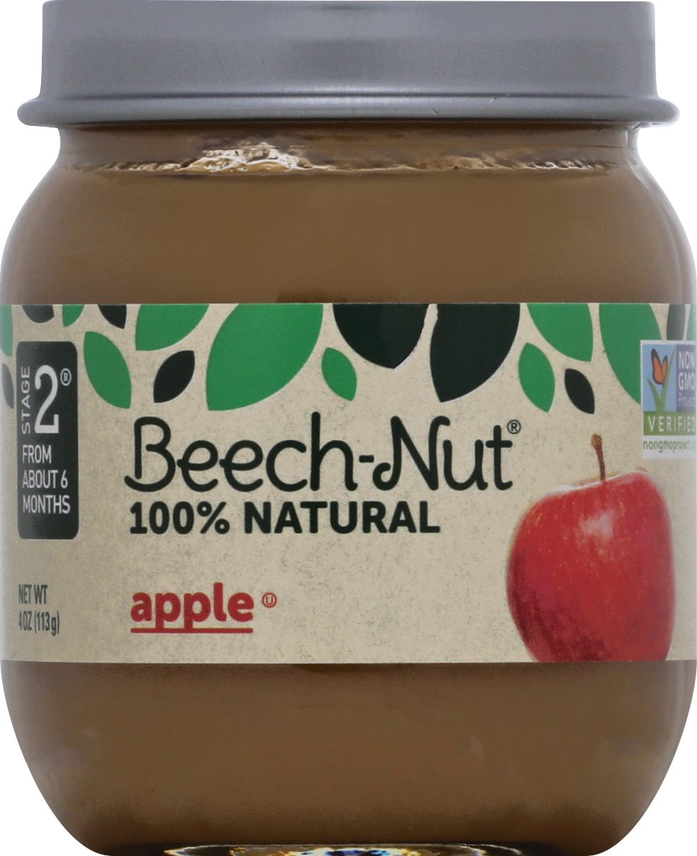 10 Jars BeechNut Baby Food Jar, Stage 2, Apples, 4 oz