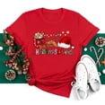 thumbnail image 1 of Ropa de Navidad divertida para mujer, camisetas con estampado de Papá Noel, Tops casuales negros para mujer, Tops de fiesta de navidad, 1 of 5