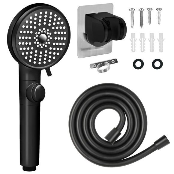 Alcachofa de ducha FOCSPROD RV de alta presión, 5 modos con manguera, color negro