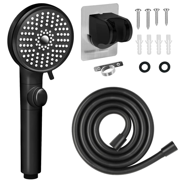 Alcachofa de ducha FOCSPROD RV de alta presión, 5 modos con manguera, color negro