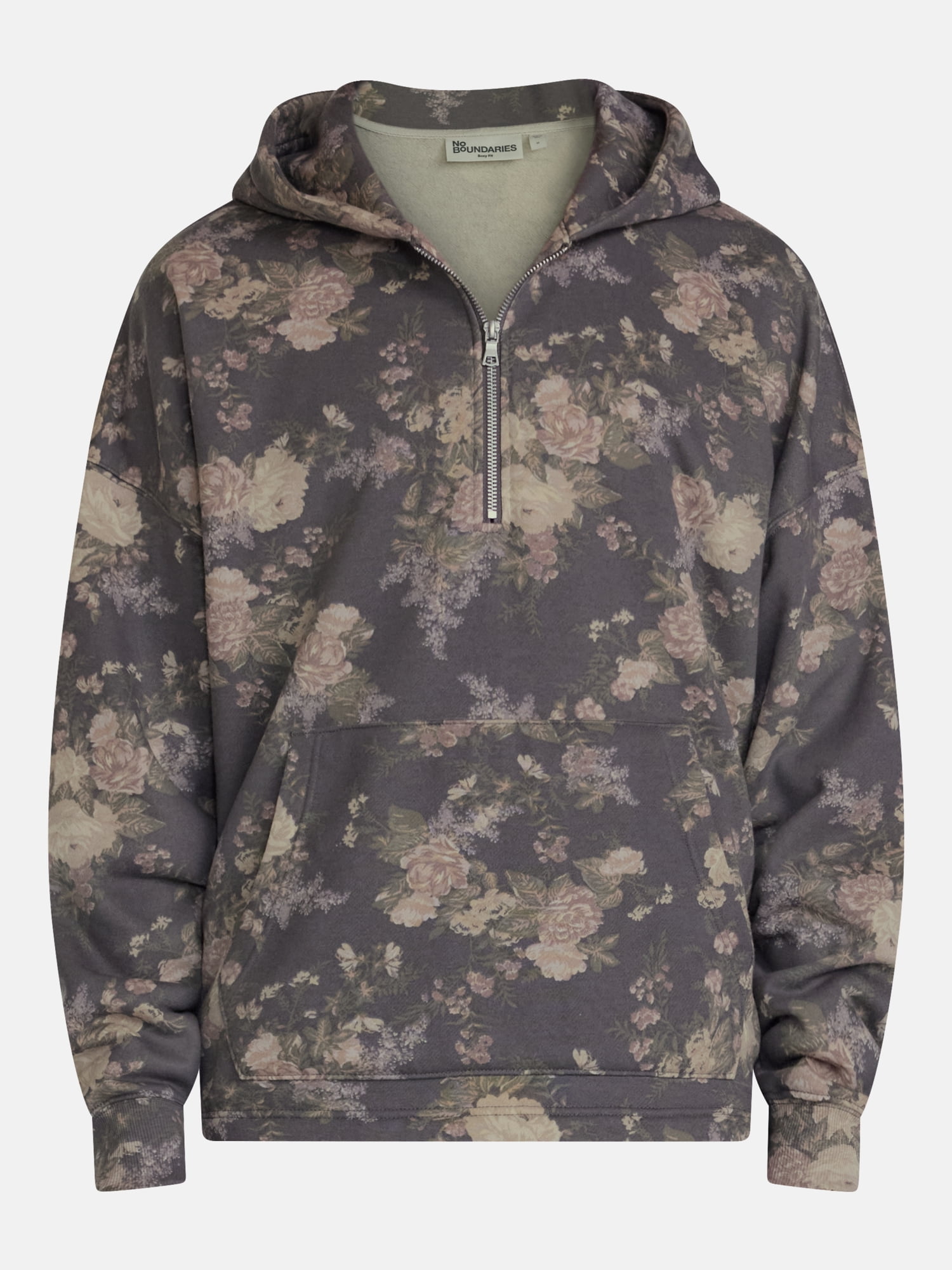 No Boundaries Boxy Fit Half Zip Hoodie Sweatshirt, Men's XS-5XB