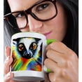 thumbnail image 2 of 3drose, Exotic Lemur Animal Face Portrait. Colorful Digital Art Birthday Gift, 11oz Two-tone Green Mug, 2 of 6