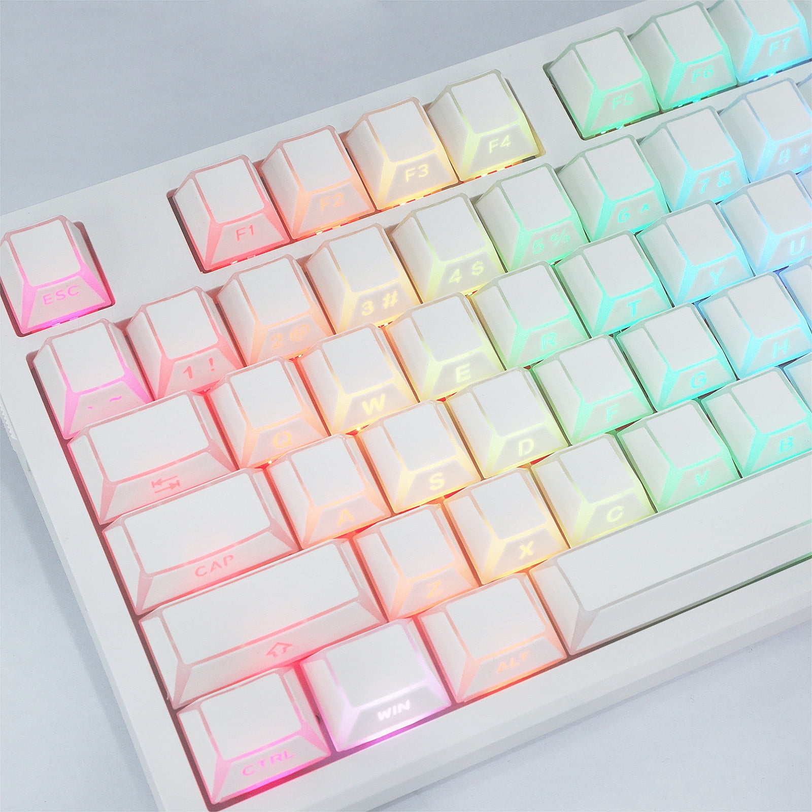 136 Key Mechanical Keyboard Keycaps With Side Printed Characters And 12 Glowing Lines For Optimaled Illuminating