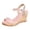 Pink, variant on Women's Platform Wedge Dressy Sandals Trendy Casual Color Block Braided Leather Open Toe Ankle Strap Chunky High Heels Dress Sandals for Woman Bride Wedding Summer