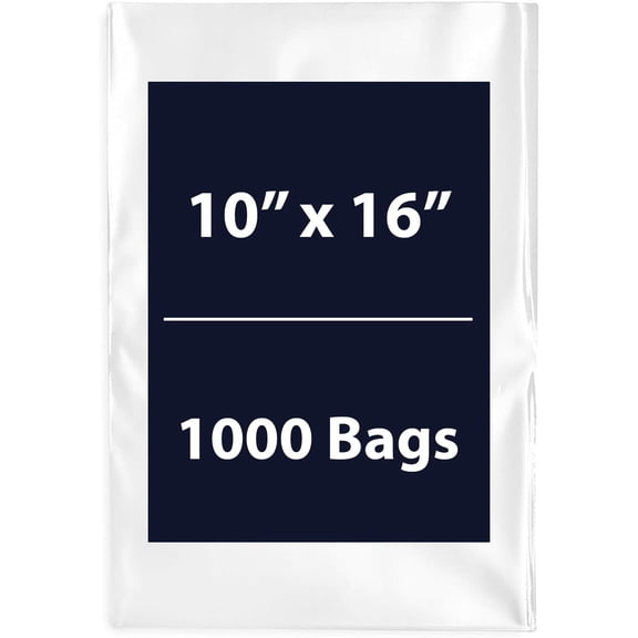 Multiple Sizes Clear Flat Poly Bags - 10"x16" & 1000 Bags 1.25Mil Flat Open Top Plastic Packaging Packing | Flexible and Durable Plastic Bags | Low-Density Polyethylene (LDPE)