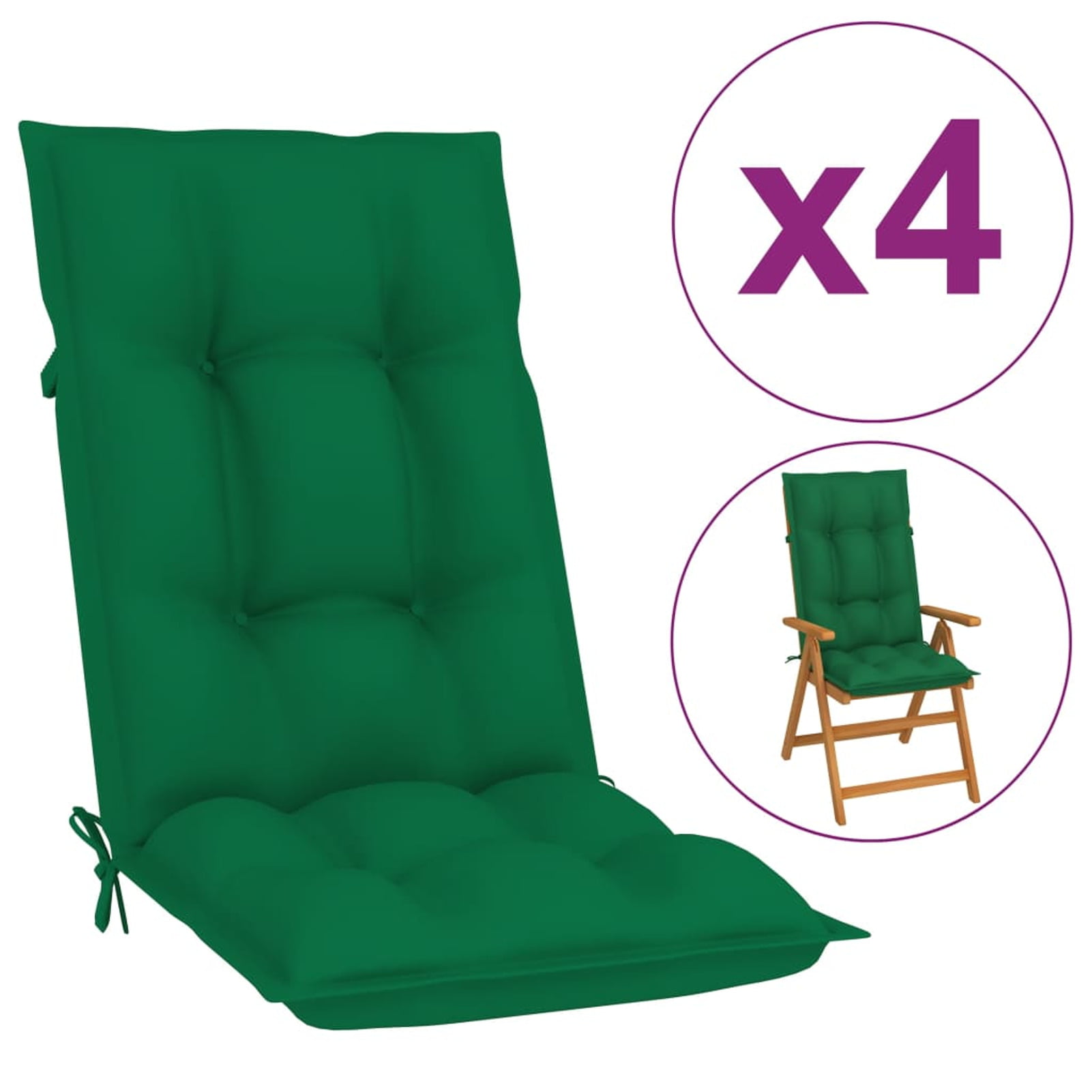 Memory Foam Garden Chair Cushion Padpass of 1 2 3 and 4 50x45Green 