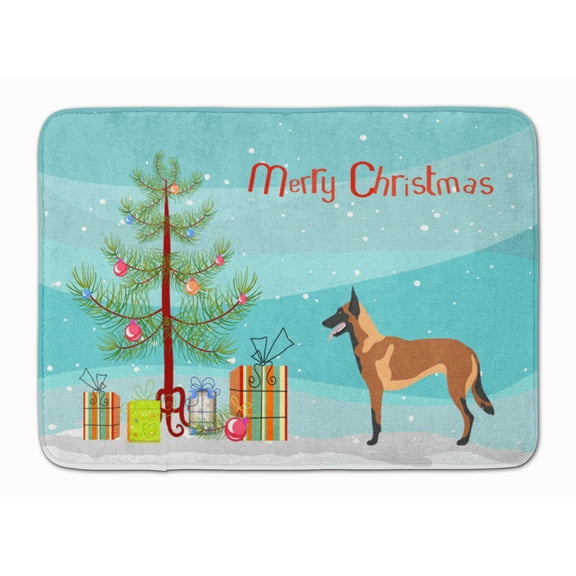 Malinois Belgian Shepherd  Christmas Machine Washable Memory Foam Mat