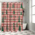 thumbnail image 5 of Christmas Shower Curtain Green Xmas Tree Shower Curtains for Bathroom Decor Red Buffalo Plaid for Christmas Decoration Bath Curtains Sets with Hooks Waterproof 36" W x 72" L, 5 of 6