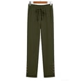 thumbnail image 2 of TaTaai Women Loose Fit Solid Cotton Linen Wide Leg Pants Drawstring Casual Trousers Ladies Daily Commute Festival Event Wear Lightweight Breathable Non-See-Through Stylish Bottoms Gift, 2 of 3
