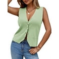 thumbnail image 3 of Sleeveless Sweater Women's Fashion Casual Loose Spring Summer Waistcoat V Neck Button Knit Vest, 3 of 6