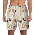 thumbnail image 2 of Picia Cartoon Chickens pattern Mens Swim Trunks with Compression Liner Stretch Beach Shorts Quick Dry with Zipper Pockets No-Chafing Board Shorts-3X-Large, 2 of 9