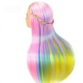 thumbnail image 2 of Modelo de cabeza de muñeca de práctica de color arcoíris femenino, simulación de cabeza de maniquí de cabello, modelo de cabeza de peluquería, cabeza de enseñanza, 2 of 2