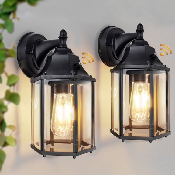 Dusk to Dawn Outdoor Lights Fixture Black Waterproof Exterior Wall Sconce for Porch, Garage, Front Door