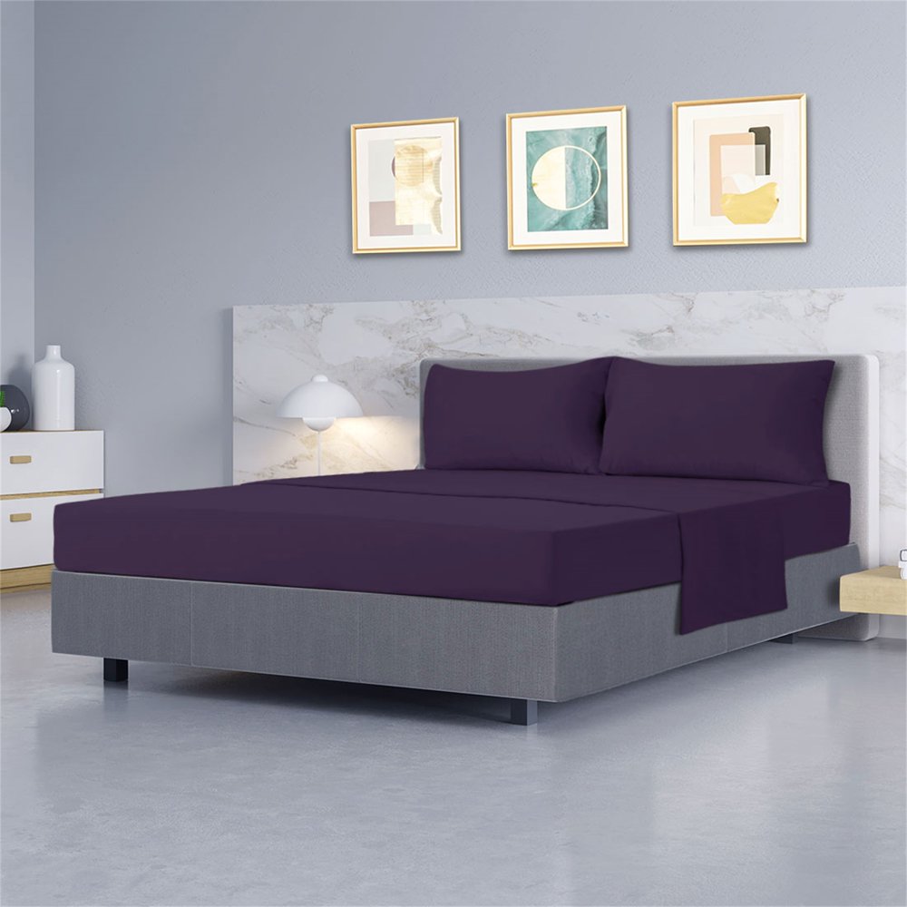 PiccoCasa 4 Pieces Bed Sheets Bedding Set 110gsm Brushed Polyester Dark