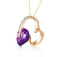 thumbnail image 2 of Galaxy Gold 14K Solid Yellow Gold 20" Heart Necklace with Natural Diamonds and Amethyst, 14"-24" Sizes, February Birthstone, Symbol of Serenity, 2 of 3
