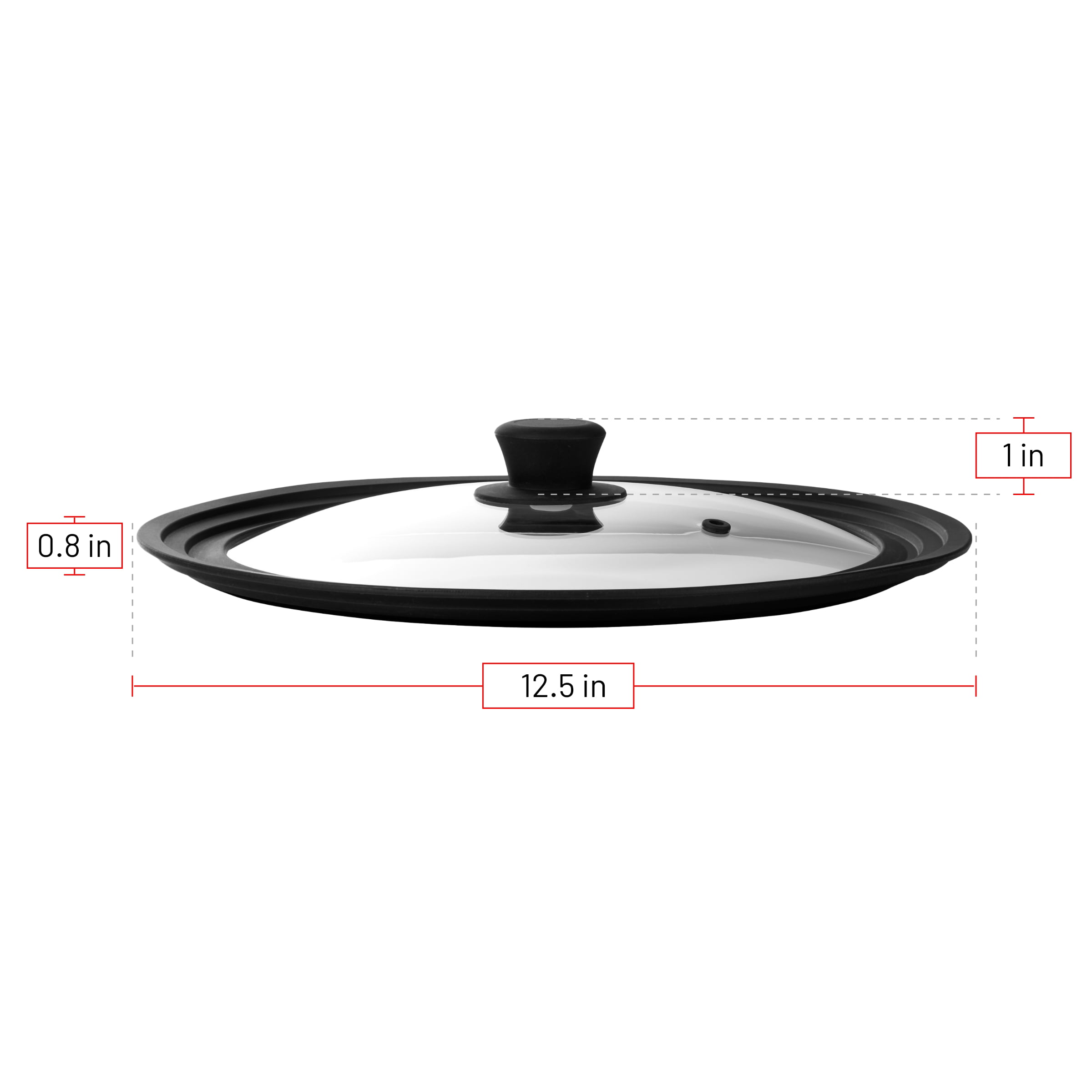 Glass Lid for Frying Pan, Fry Pan, Skillet, Pan Lid with Handle Coated in Silicone Ring,12 Inch/30cm, Clear, Silver