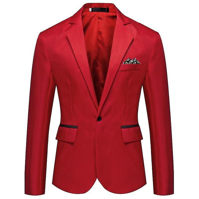 Mens Casual Slim Suit Jacket, One Button Notched Lapel Business Blazer Jacket