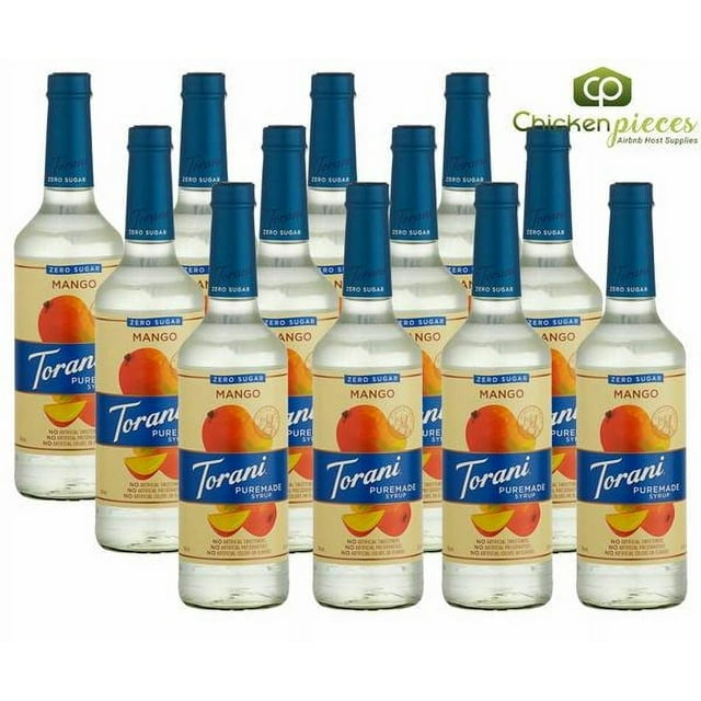 Torani Puremade Zero Sugar Mango Syrup – 750 mL/25.36 oz Glass Bottle