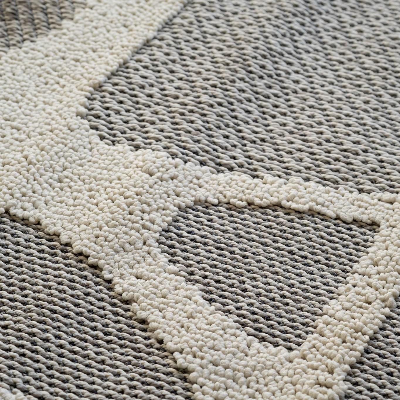 Tapis d'interieur exterieur abstrait Rug Branch Hogar, gris creme, moderne - Salon, chambre, salle a manger et cuisine