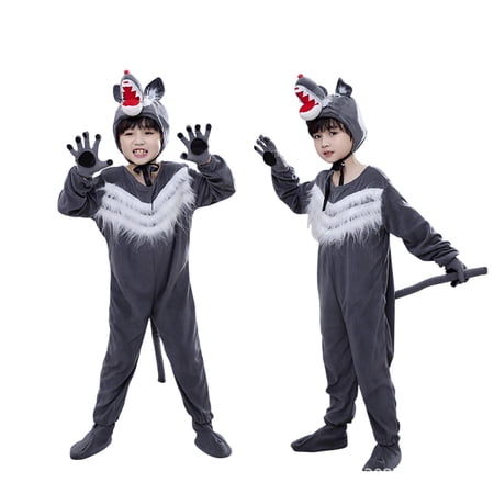 Bobifish Toddler Boys Wolf Animal Outfit Dance Performance Wear Comfortable One Piece Jumpsuit Clothing