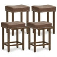 thumbnail image 1 of Gymax Bar Stool Set of 4 24-Inch Counter Height Saddle Stools w/ PU Leather Upholstery Brown, 1 of 10