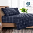 thumbnail image 3 of Bare Home Ultra-Soft Sheet Set - Premium 1800 Collection - Deep Pockets - 4-Pieces - King, Modern Plaid - Midnight/White, 3 of 8