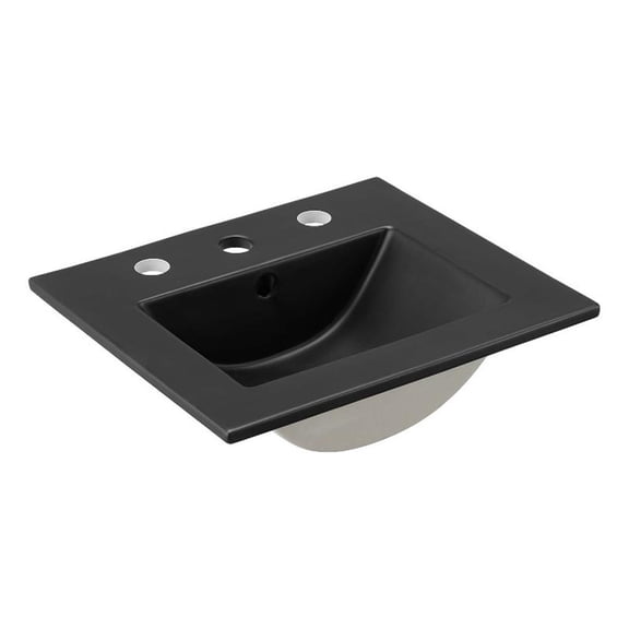 Modway Cayman Modern 18" Bathroom Sink in Black With Rectangular Basin