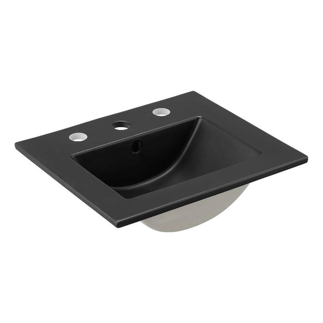 Pemberly Row Lavabo de Salle de Bain Moderne 18 Pouces Noir avec Bassin Rectangulaire